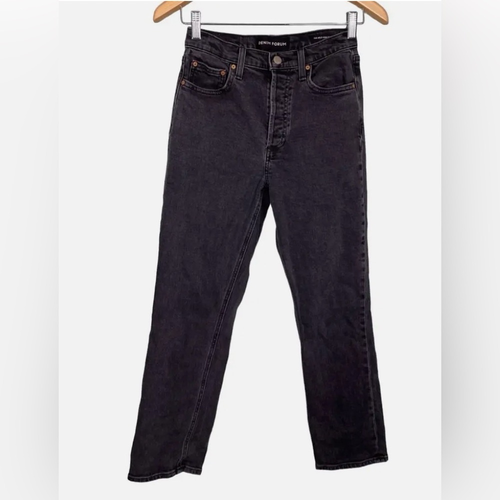 Aritzia Denim Forum Arlo High Rise Straight Leg Jeans, Size 26, Black